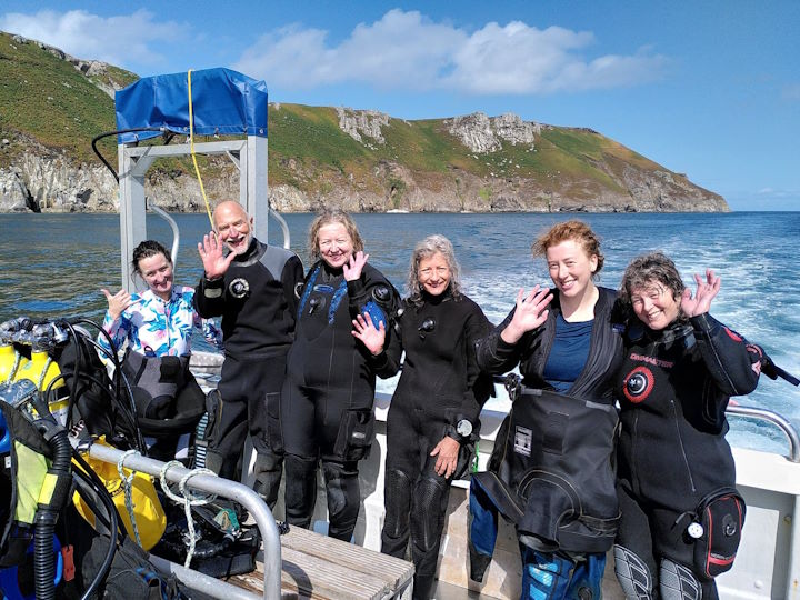 Happy divers following an NAS guided dive on the Iona II wreck &copy; Peta Knott